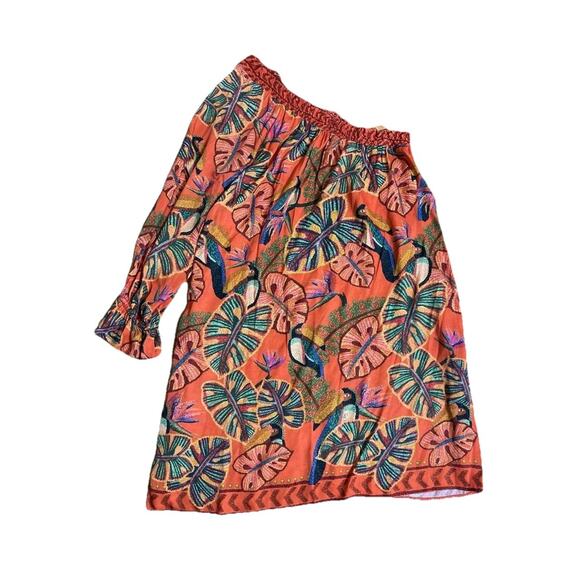 Farm Rio Anthropologie Dress One Shoulder Sz X-Large Multi A001897 - Picture 8 of 11